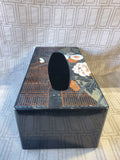 Plastic Black Floral Tissue Box