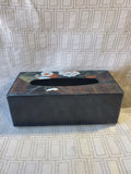 Plastic Black Floral Tissue Box