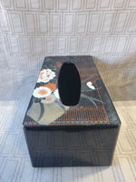 Plastic Black Floral Tissue Box