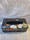 Plastic Black Floral Tissue Box