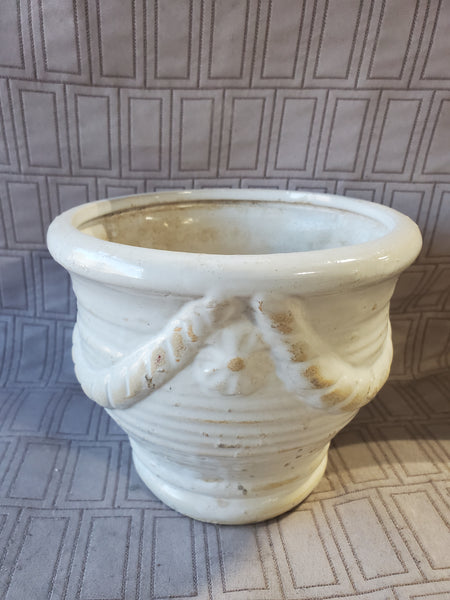 White Glazed Pottery Planter