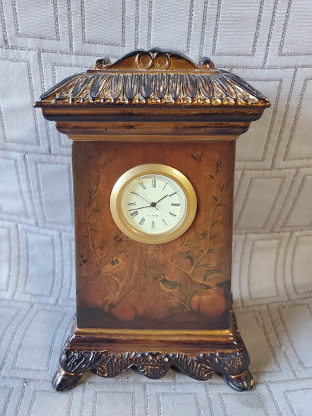 Vintage Heavy Resin Mantle Clock WORKS