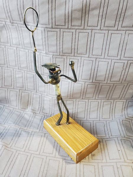 Hand Welded Metal Tennis Player Sculpture