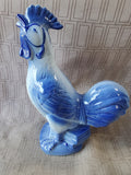Blue and White Ceramic Rooster Figurine (2 AVAILABLE PRICED INDIVIDUALLY AT $20 EACH)
