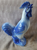 Blue and White Ceramic Rooster Figurine (2 AVAILABLE PRICED INDIVIDUALLY AT $20 EACH)