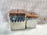 Pair of Metal Quilted Pattern Canisters