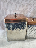Pair of Metal Quilted Pattern Canisters