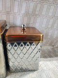 Pair of Metal Quilted Pattern Canisters