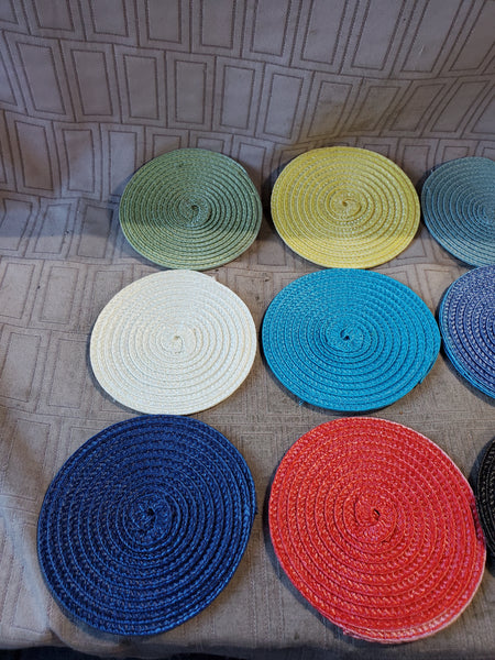 Lot of 11 Woven Multi-Colored Coasters – Williamsburg Estate Services