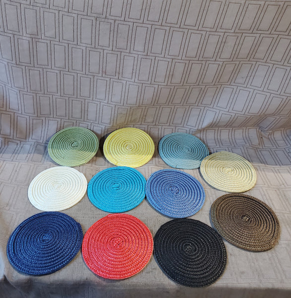 Lot of 11 Woven Multi-Colored Coasters – Williamsburg Estate Services
