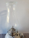Signed Pottery Oil Lamp with Sailboat