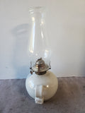 Signed Pottery Oil Lamp with Sailboat