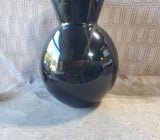 Eight Mood Black Glass Round Base Flared Rim Vase