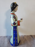 Asian Inspired Ceramic Woman Holding Flower Basket Figurine