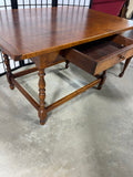 William & Mary Style Tiger Maple Tavern Table by Willis C Meadows, American Harvest, Williamsburg, VA