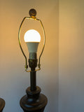 Pair of Espresso Metal Table Lamps (WORKS)