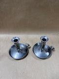 Pewter Chamberstick Push Up Candle Holders - Pair