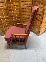 Oak Tone Arm Chair with Cushions