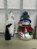 Snowman Glass Ornament Lot, 4 pc