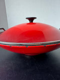 Le Creuset Cast Iron Enamel Wok with Lid in Cerise Red
