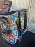 Rolling Tapestry Sewing Machine Trolley Bag with Hanging Accessory Bag