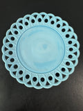 Challinor & Taylor Blue Milk Slag Glass Scroll & Eye Plate