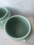 Pair of World Market Matte Sage Green Sculptural Ceramic Planters