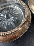 4-Piece B-I Pressed Glass & Sterling Silver Coasters