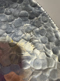 Round Hammered Floral Aluminum Tray With Handles