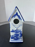 Blue & White Chinoiserie Ceramic Decorative Birdhouse