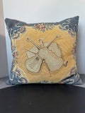 Aubusson French Style Violin Tapestry Throw Pillow
