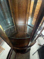 Lighted Corner Curio with Curved Glass and Mirrored Back ***HEAVY ITEM***