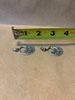 Silver Tone Ornate Round Earrings