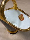 Black Matte Rose Porcelain Basket — 24k Gold