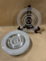 (A) Set Of 7 Clear Glass Hobnail Desert Plates