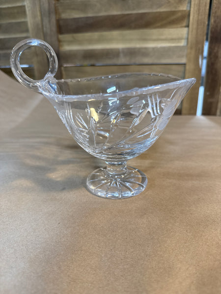 Floral Clear Glass Gravy Boat