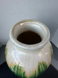 Green & White Crackle Glazed Large Pottery Vase