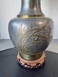 Asian Inspired Pewter & Brass Table Lamp (WORKS)