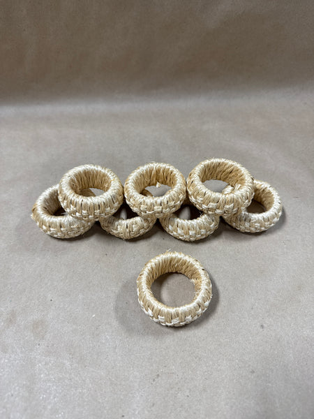 Set Of 8 Straw Grass Napkin Rings