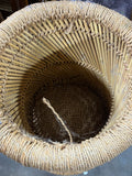 Round Wicker Side Table with Glass