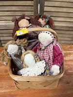 Basket of Cloth/Fabric Dolls, 5 pc