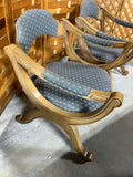 Drexel Esperanto Curule-Style Pair of Arm Chairs, Sit Low/Note seat height of 15"