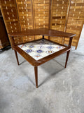 France & Sons Danish Two Tier Corner End Table with Tile Top