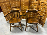 Pair of Wooden Arm Chairs with Chair Cushions