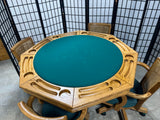 Oak Game Table  with (4) Rolling Chairs ***HEAVY ITEM***READ DETAILS ON PICK UP POLICY***