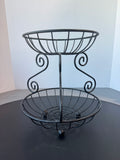 Black Metal Scroll 2-Tier Fruit Basket