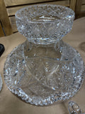 Vintage Cut Glass Punch Bowl Set