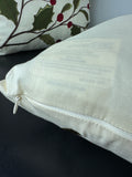 Pair of Holly Berry Embroidered Cream Throw Pillows