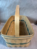 Large Woven Rectangle Longaberger Basket With Green Trim
