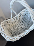 Pair of White Woven Wicker Baskets